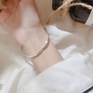 银春春足银竹叶chic手镯女学生森系银镯子闺蜜冷淡风ins小众设计