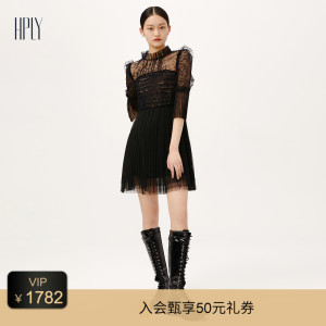 hply荷比俪春季新款女浪漫网纱蕾丝连衣裙hmb31750339