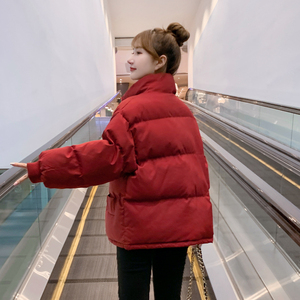 冬季红色羽绒棉服2022新年短款韩版棉袄女学生面包服宽松棉衣外套