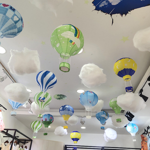 热气球装饰幼儿园布置61儿童节教室挂饰超市顶部夏季氛围云朵吊饰