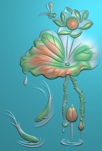 精雕图jdp莲花鲤鱼双鱼荷叶莲叶蜻蜓灰度图bmp 浮雕机雕a88荷花鱼