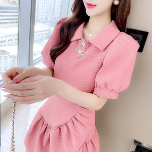 夏装小个子超火减龄少女温柔套装闺蜜装甜美约会小香风两件套装裙