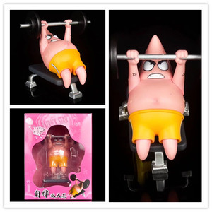 海绵宝宝 自律 派大星 健身举重 肌肉 q版 潮玩 摆件 盒装手办