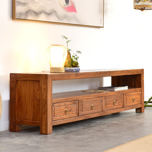 003人付款淘宝新中式老榆木电视柜仿古实木简约客厅储物收纳地柜免漆