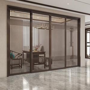 新中式实木大客厅屏风隔断吊轨移门推拉门现代简约日式木质定制