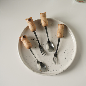 金雕戏客淘宝304不锈钢水果叉多功能两用叉勺水果签蛋糕点心叉子