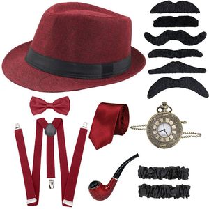 1920s 男士绅士礼帽盖茨比配饰套装30 年代曼哈顿Fedora帽子吊带