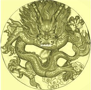 吐水圆盘龙精雕图stl文件电脑三维立体雕刻图墙壁龙头精雕圆雕图a