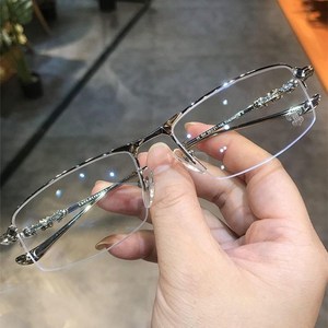 2022新款近视眼克罗心金属半框眼镜框架男女款可配近视镜商务眼镜