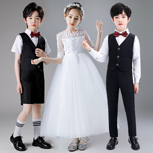 儿童合唱服花童婚礼礼服公主裙男童西装走秀晚礼服钢琴演出服秋季