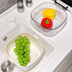 双层洗菜盆沥水篮家用客厅塑料蔬菜水果盘厨房加厚滤水菜篓洗菜篮