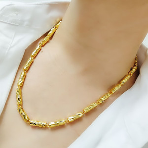 越南沙金项链男正品镀24k仿真999黄金圆柱竹节大金链子粗久不掉色