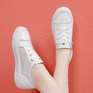 小白鞋子夏季薄款2022新款意尔康百搭女鞋透气网面板鞋真皮休闲鞋