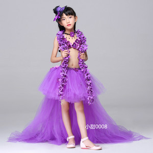 新款女童创意礼服舞台模特走秀泳装儿童比基尼小车模t台服装