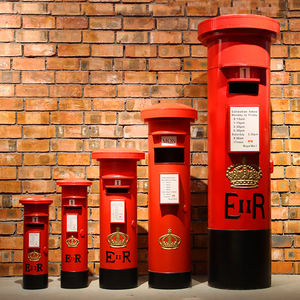 英伦红色邮筒特大号模型信箱邮箱摄影道具酒吧咖啡馆复古装饰摆件