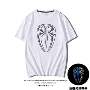 wwe美国摔角罗门伦斯同款短袖t恤衫蜘蛛logo圣盾拳头休闲运动衣服