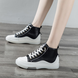 专柜周末有约女兆女鞋派中派名典悦丽娜真皮平底鞋牛筋高帮小白鞋