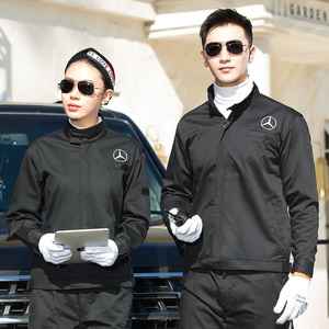 奔驰长袖工作服套装男4s店车间售后春秋冬款棉衣汽修服劳保服定制