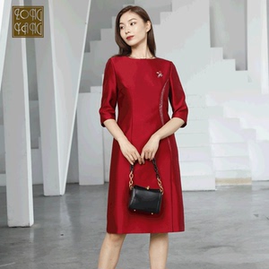 宗洋zongyang2021秋季女士显瘦长袖圆领连衣裙7604