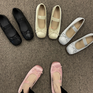 时尚部落芭蕾舞玛丽珍单鞋子女春秋2023年新款夏季浅口平底奶奶鞋