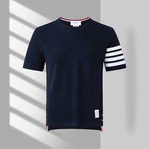 tb短袖t恤男女情侣款纯棉宽松条纹四条杠休闲圆领体恤半袖潮牌夏