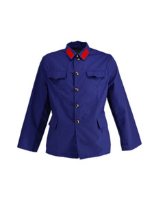 65式海蓝色服装的确良涤卡涤确卡上衣裤子外套老式罩衣宽松爷爷装