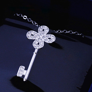 925银2019施华奥地利购代正品银色镶钻水晶钥匙锁骨项链5007808