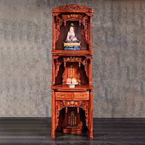 红木神柜神台刺猬紫檀财神柜供桌供台家用三层花梨木双层佛龛立柜
