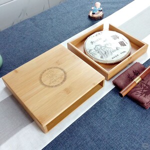 茶饼盒竹竹制双层三层普洱茶盒抽屉式白茶收纳盒子白茶饼实木竹盒