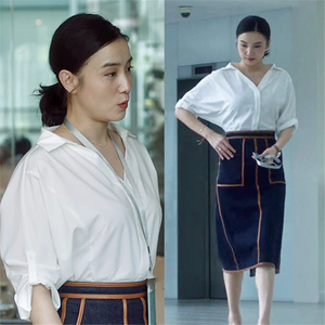 小舍得南俪宋佳同款衣服女v领蝙蝠袖白色衬衫2021春季设计感衬衣