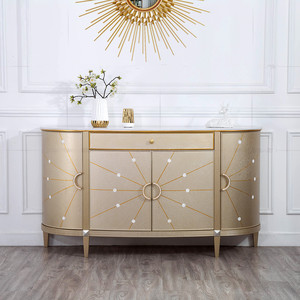 美式轻奢半圆实木玄关柜欧式储物柜入户门厅柜鞋柜时尚装饰柜定制