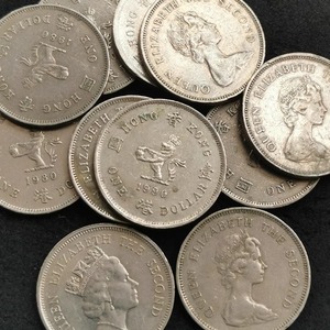 已退出流通香港硬币收藏英女皇头像香港1元共10枚一起年份不挑