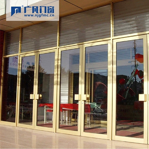 南京有框玻璃门 磨砂烤漆黑钛哑光玫瑰金不锈钢包边钢化地弹簧门