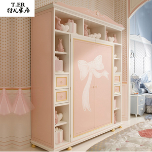 000人付款淘宝儿童房衣柜家用卧室女童女孩房间公主粉实木平开门两门