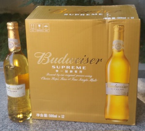 budweise百威金尊啤酒大瓶装500ml*12瓶整箱单一品种麦芽啤酒
