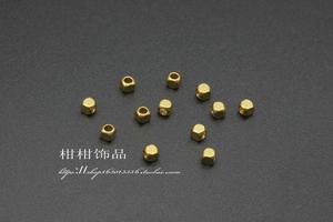 黄铜小方珠 方形金属散珠 DIY串珠饰品配件黄铜隔珠 散珠 坠子珠
