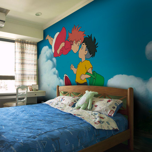 宫崎骏墙贴动漫3D壁画海报治愈温馨宿舍卧室房间背景墙装饰自粘