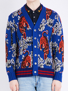 正品2017春夏款gucci古奇老虎提花羊毛开衫451709