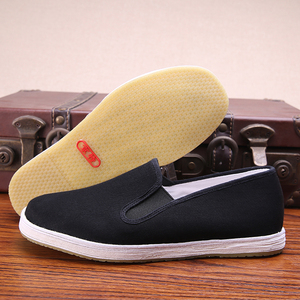 京特老北京布鞋男士一脚蹬民族风牛筋底鞋千层底精神社会小伙鞋