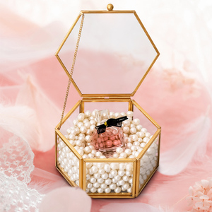 六边形心形结婚戒指伴手礼盒高级感透明玻璃化妆品珠宝首饰收纳盒