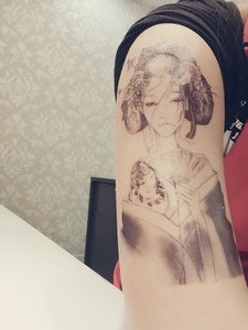 花弗纹身贴美女肖像防水持久花臂纹身贴美妞日式歌姬纹身贴