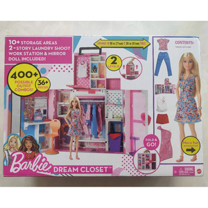 芭比娃娃双层梦幻衣橱衣柜女孩生日公主玩具换装过家家礼物