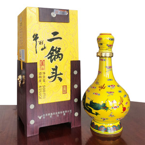 牛栏山二锅头清香型黄龙经典牛栏山黄瓷500ml45度北京酒