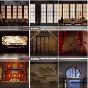 影楼古代房间室内拍照背景布古风戏曲汉服古装摄影背景布锦心似玉