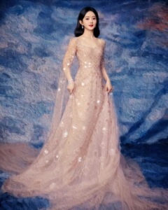 高级定制赵丽颖明星同款连衣裙生日婚礼主持人气质酒会年会晚礼服