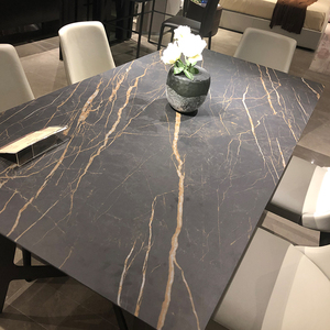 意大利轻奢餐台进口岩板台面餐桌现代简约长方形6人8人饭桌夏图