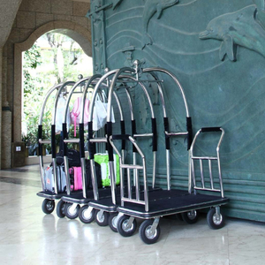 优曼大堂豪华行李车手推车星级酒店礼宾散客箱包车不锈钢搬运拖车