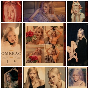 朴彩英rose复古牛皮纸海报装饰画墙贴壁纸blackpink超大壁画