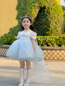 ｛在逃公主｝BabyQLovely女童连衣裙2024年新款蓬蓬网纱裙子儿童
