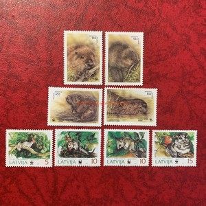 拉脱维亚白俄罗斯 WWF 动物欧洲河狸松鼠睡鼠 1994 1995年 邮票